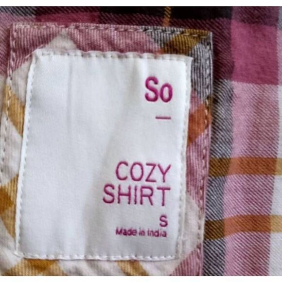 SO ROSE COLORED FLANNEL TOP SZ.S EUC. - Picture 3 of 4